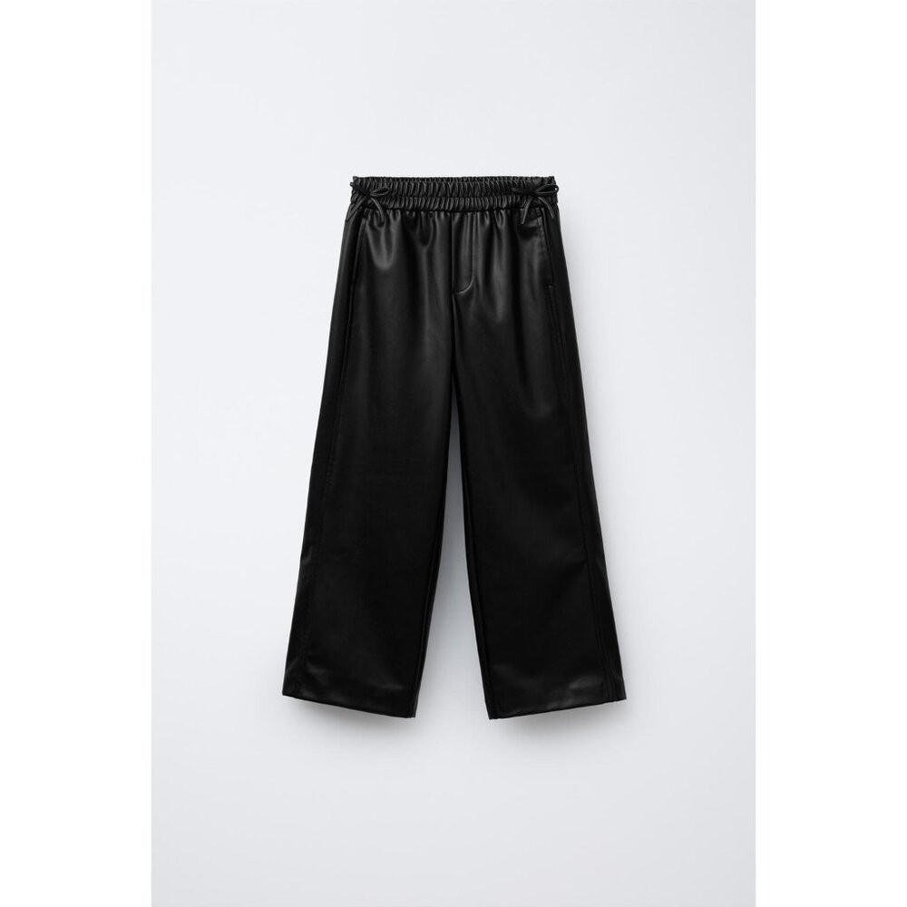 We The Free Womens XL Black Faux Leather Wide-Leg Pants XL Glam City Mob Wife - Picture 2 of 12